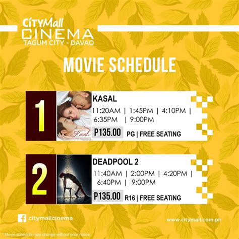 CityMall Tagum Cinema Movie Schedule .